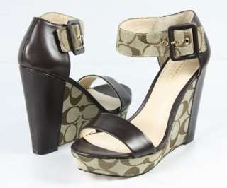 Coach Jerri Wedge Sandals Womens Shoes Chestnut/Khaki 787935887462 