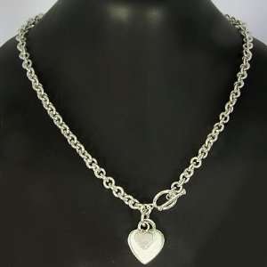  54.30 Grams 20 Inch 925 Sterling Silver Heart Charm 