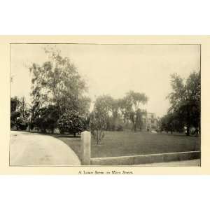  1898 Print Lawn Scene Main Street Worcester Massachusetts 