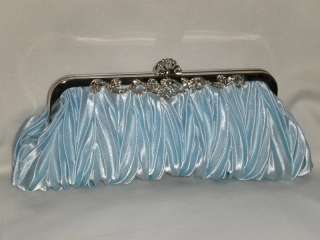 NEW*Light Blue Pleated Line handbag Evening Clutch Bag  