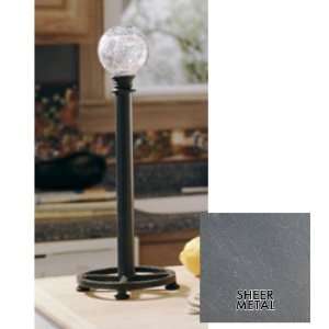 Paper towel holder, Clear glass finial (Sheer Metal) (16H x 6W x 6D 