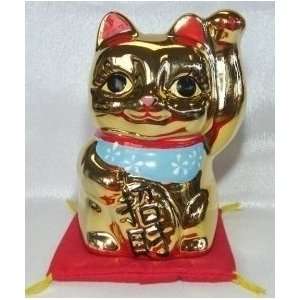  Golden Lucky Cat Statue with Left Hand Up