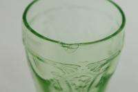 Vintage Green Depression Glass Ornate Juice Glass  