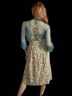 Vintage Cotton Print Pinafore Style Jumper Dress 1940’S  