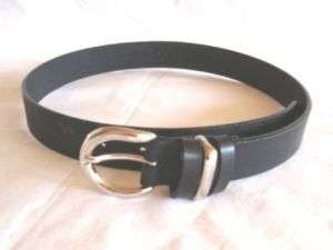 Donna Katz Black Leather Belt with Silver Buckle Size S  