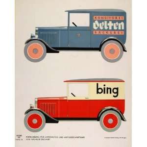  1933 Art Deco Ad Sign Vintage Delivery Truck Lithograph 