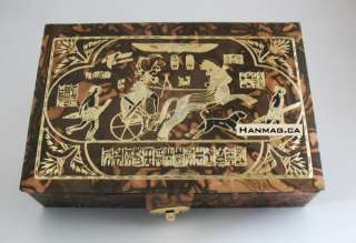 Egyptian Camel Leather Jewelry Box King Tut Chariot #28  
