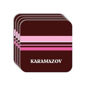 Personal Name Gift   KARAMAZOV Set of 4 Mini Mousepad Coasters (pink 