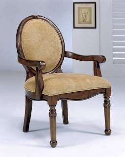 Hand Carved Retro Antique Wood Accent Arm Chair   Beige  