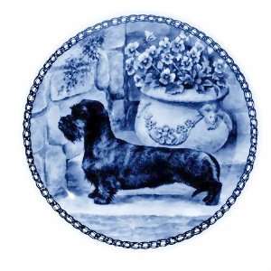  Dachshund (Wire Haired) Danish Blue Porcelain Plate