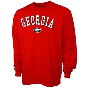  Georgia Bulldogs Red Arch Long Sleeve T shirt Sports 