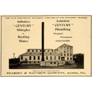 1906 Ad Keasbey Mattison Asbestos Century Shingles Sheathing Home 