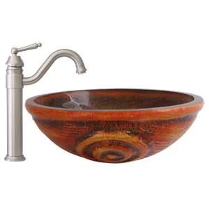 Geyser Kenyan Bathroom Glass Vessel Sink and Brushed Nickel Bathroom 