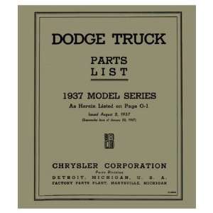  1937 DODGE TRUCK Parts Book List Guide Catalog Automotive