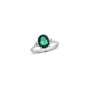  ZALES Oval Lab Created Emerald and Diamond Ring in 10K 