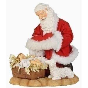  8.5 Kneeling Santa Claus with Baby Jesus Christmas Figure 