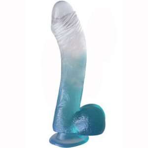  Jelly Krystals Lazy ButtCock with Balls 6.5 Inch Blue 