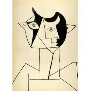  1948 Print Portrait Pablo Picasso Horned Creature Abstract Art 