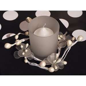  Wedding Favors Elegant Frosted White Glass Flower Candle 