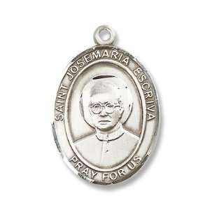 Sterling Silver St. Josemaria Escriva Medal Pendant with 24 Stainless 