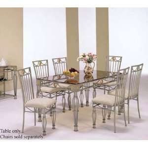  Dining Table with Glass Top Light Silver Finish