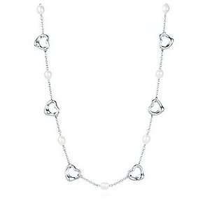   Inspired Pearl and Open Heart Necklace  Silver Jewelry