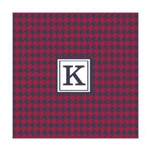 Houndstooth Personalized Wall Art   Color Blue/Red   Size 18 inches