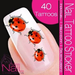 Nail Art Tattoo Sticker Ladybug / Ladybird   black / red