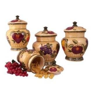  CANISTER SET,3PC CANISTER TUSCANY WINE GRAPE FRUITS
