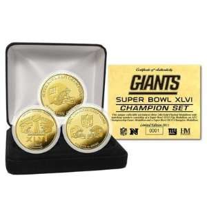  New York Giants Super Bowl XLVI Champs Gold 3 Coin Set 