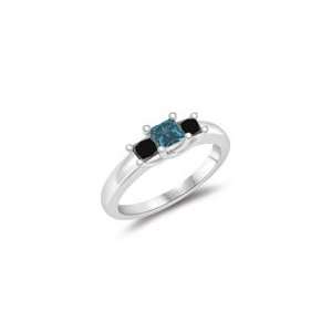  0.15 Cts Blue Diamond & 0.36 Cts Black Diamond Ring in 14K 