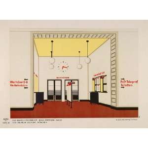  1931 Art Deco Design Train Station Ticket Counter Litho 