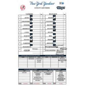  New York Yankees Randomly Selected Game Used Lineup Card 