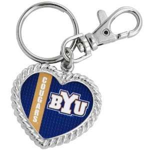    Brigham Young Cougars Silvertone Heart Keychain