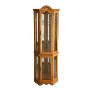  Lighted Corner Curio Cabinet in Golden Oak