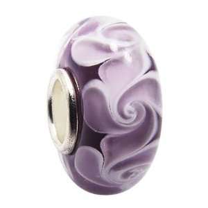   Bracelet Pandora Compatible Purple with White Flower Pattern Arts