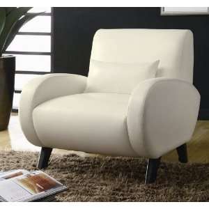  Accent Chair with Rounded Track Arms in White Leatherette 