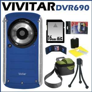 Vivitar DVR690HD Underwater Digital Video Recorder Blue + 16 GB Memory 