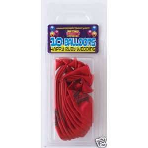   Factory Pack Of 10 Ruby 40Th Anniversary Latex Balloons Toys & Games