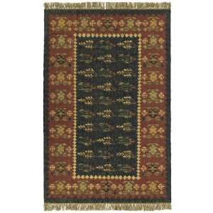   Flowers and Leaves Pattern Rectangle Flat Weave Rug