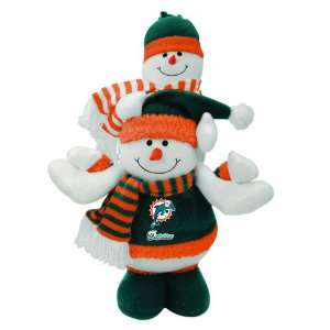  NFL Miami Dolphins Plush Double Stacked Snowman Christmas 
