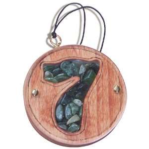 Magic Unique Gemstone and Wooden Amulet Lucky Seven Car Charm In Green 