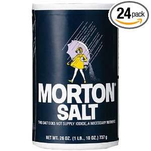 Morton Plain Salt, 26 Ounce (Pack of 24)  Grocery 