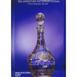  Graceful Crystal Sterling Silver Wine Decanter