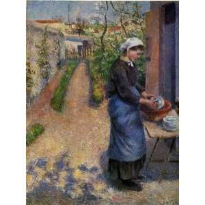  Oil Painting Young Woman Washing Plates Camille Pissarro 