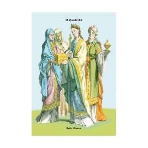  Noblewomen 15th Century 12x18 Giclee on canvas