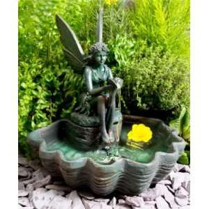  Mini Fairy on Clamshell Solar Water Feature with LED 