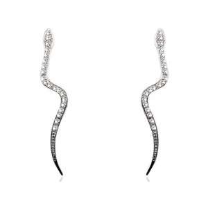    9ct White Gold Diamond (0.19ct) Snake Drop Earrings Jewelry