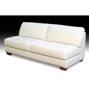    Diamond Sofa Armless White Tufted Seat Leather Sofa