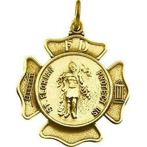  14K Yellow Gold St. Florian Medal   25.50mm Jewelry